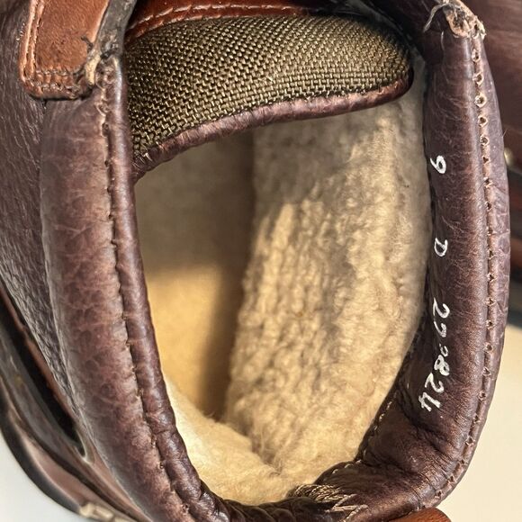 L.L. Bean East Point Men\'s Brown Leather Boots Size 9 D RN71341 Shearling Lined main image 6